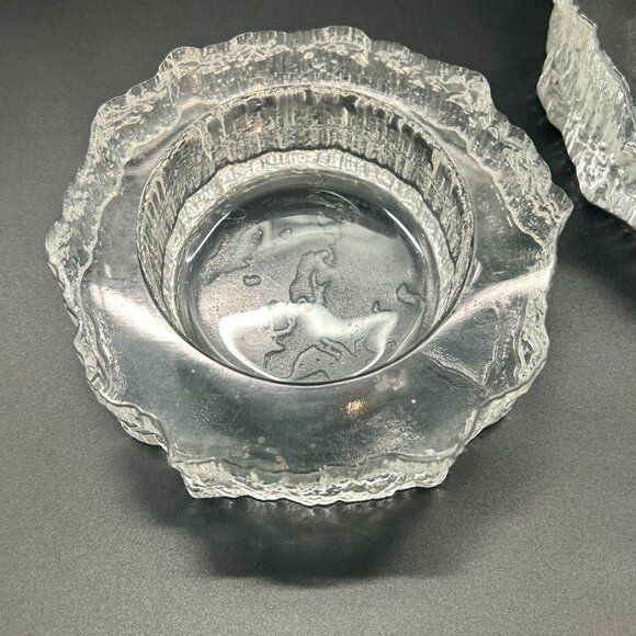 Vintage Iittala Aslak Glass Dishes Candle Holders Tapio Wirkkala Set of 2 Decor - Picture 4 of 10